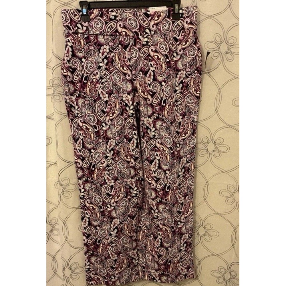 Lands' End Womens Starfish Mid-rise Straight Leg More Deep Sea Navy Paisley XS/P